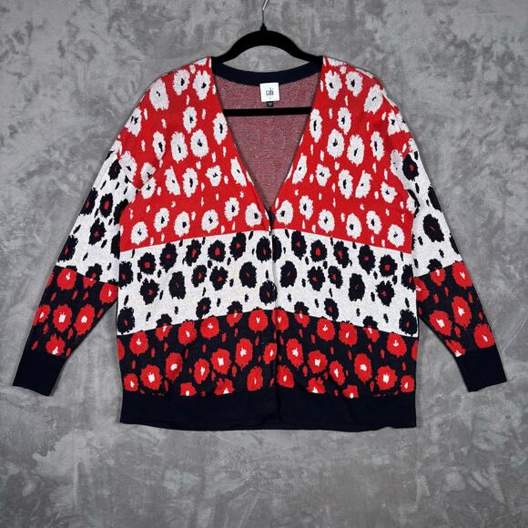 Cabi Colorblock Leopard Print Cardigan Sweater Women’s Small - Picture 1 of 5